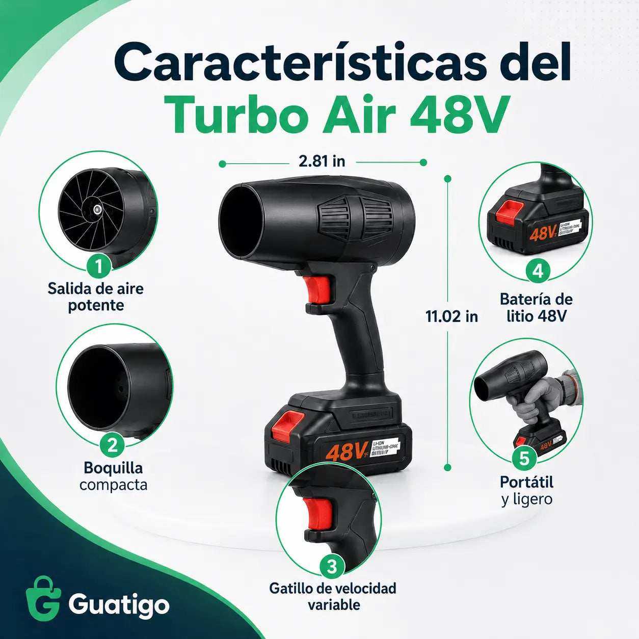 Turbo Air 48V – Soplador para Carro, Hogar y BBQ