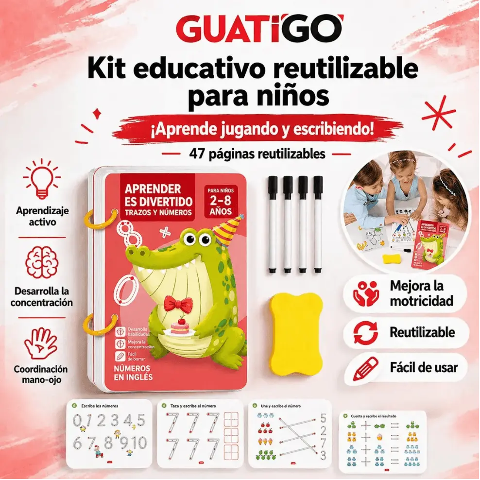 Kit Educativo Reutilizable para Niños – Aprende Números y Escritura Jugando (47 Páginas)